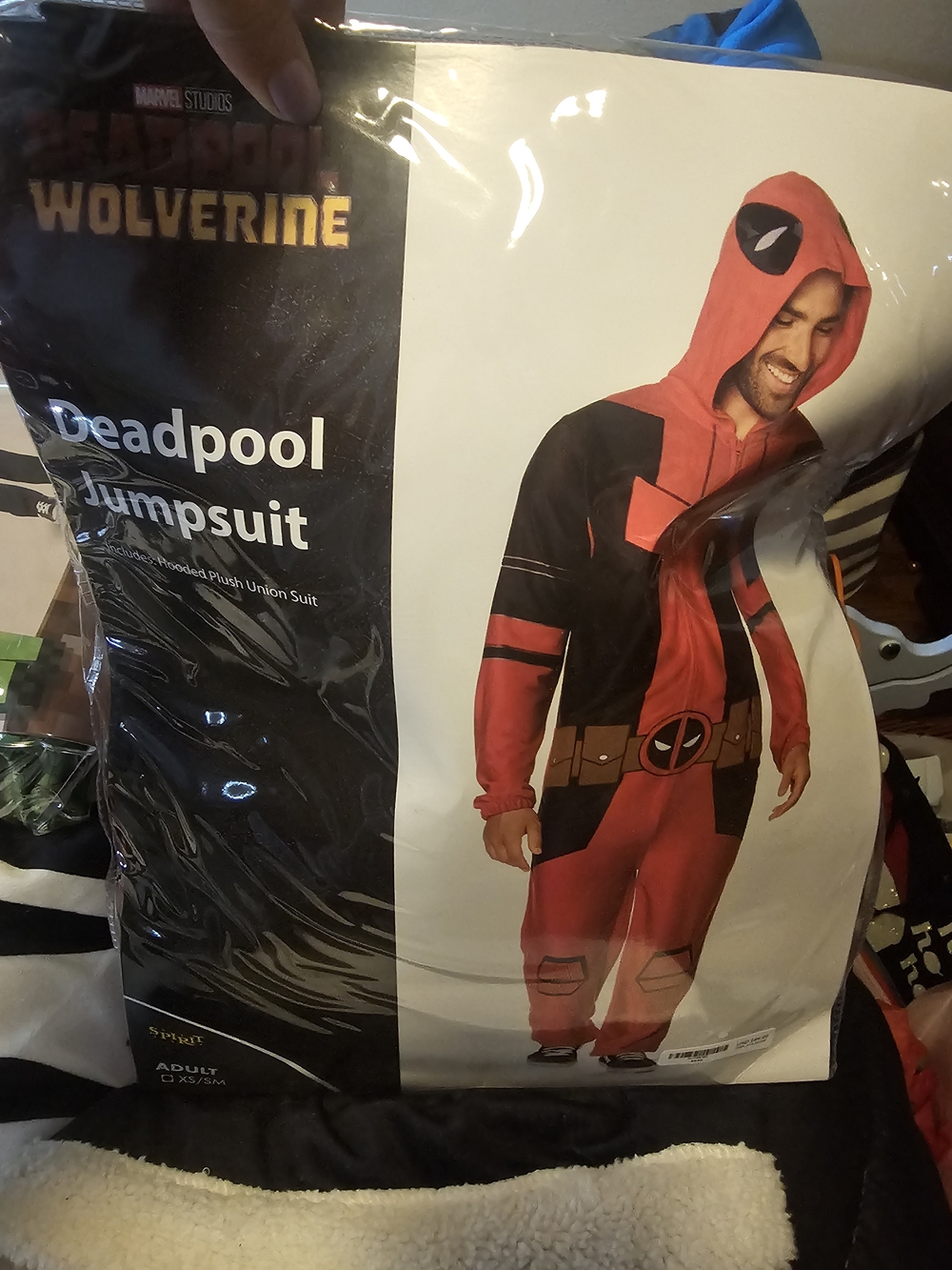 Marvel Deadpool Kids Red and Black Hooded Jumpsuit Costume